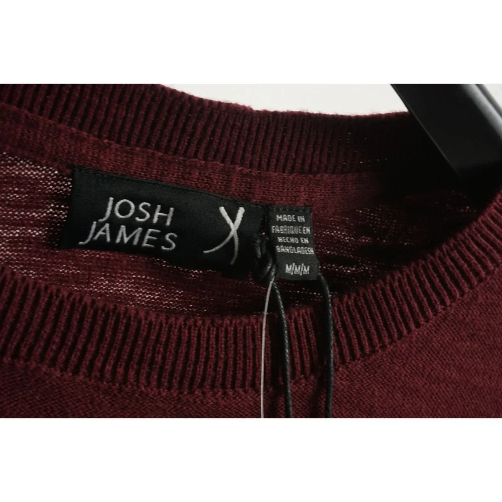 New Josh James Men's Medium‎ Maroon Slub Knit Cotton Heather Crew Jumper Sweater